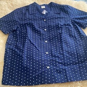 Blair blue with white dots button up shirt size M